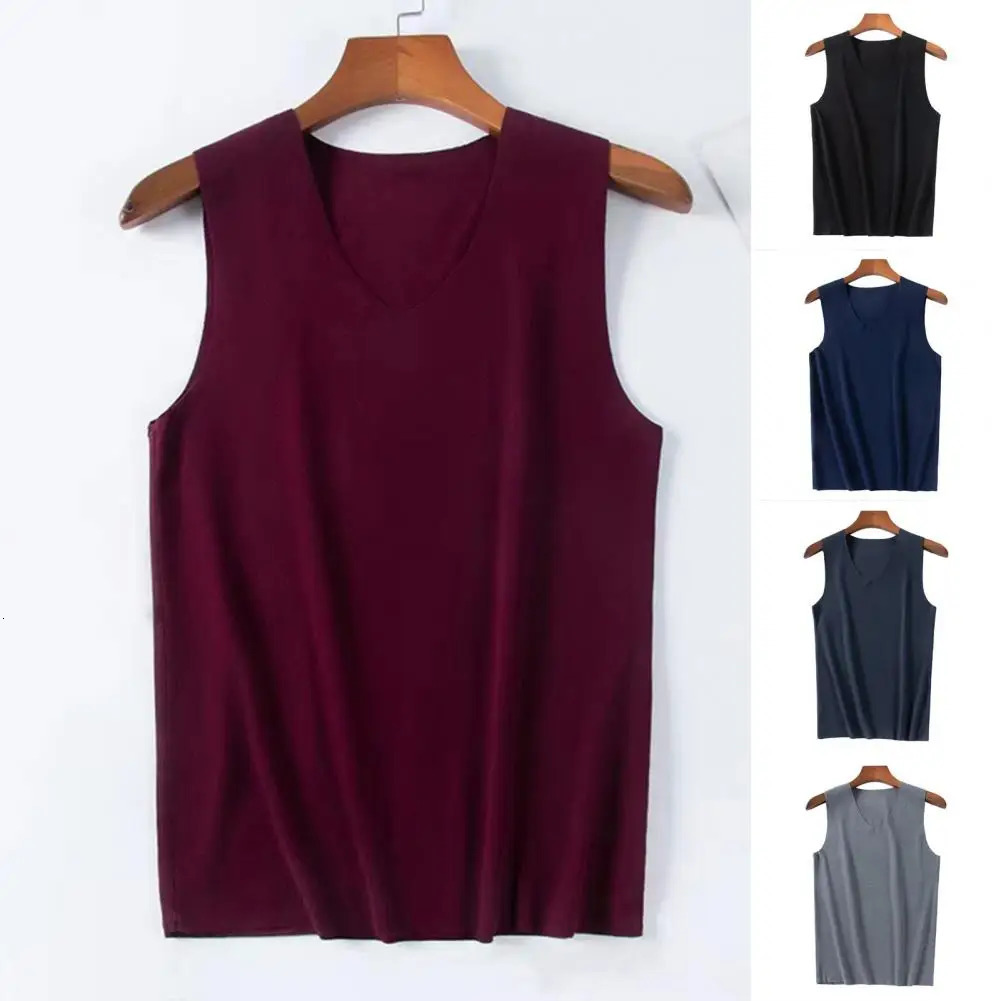 Vneck Heating Vest Thickened Thermal Elastic Warmer Mens Winter Underwear Tops Slim Fit Bottoming Shirt 241107Z