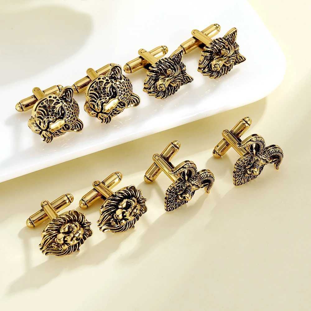 Wholesale retro animal head shaped cufflinks personalized goat lion leopard cufflinks mens shirt set jewelry W241109