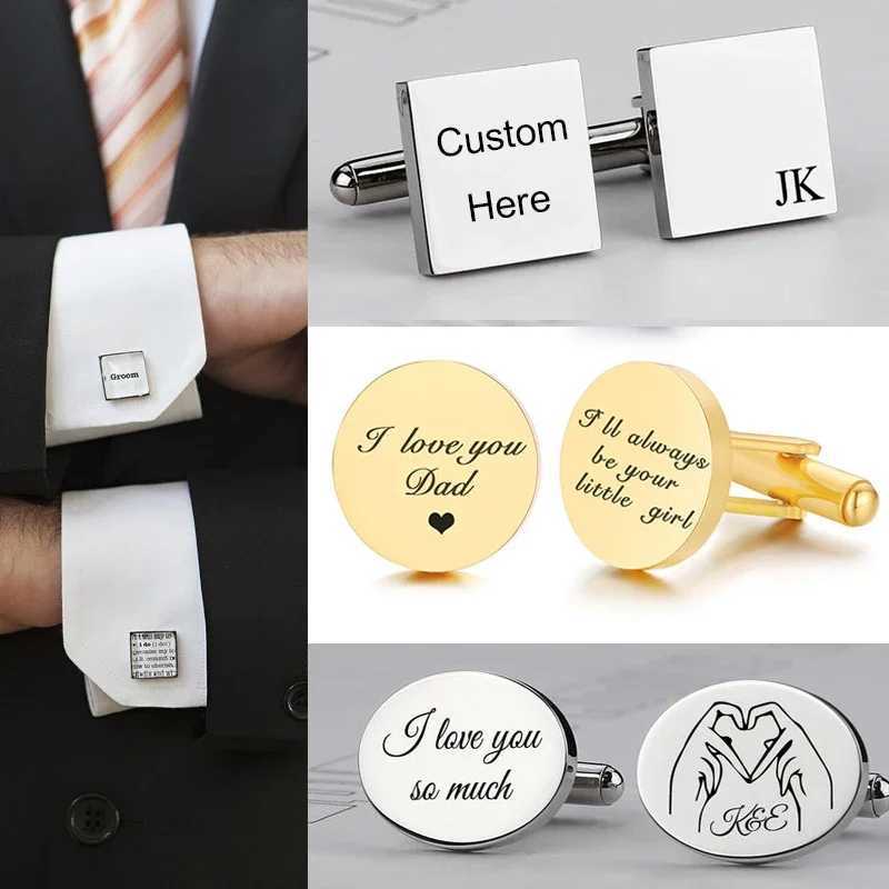 Hot personnalisée en acier inoxydable pour hommes boutons de manchette personnalisés Cadeaux personnalisés Best Mens Shirt Buttons Cufflinks Part