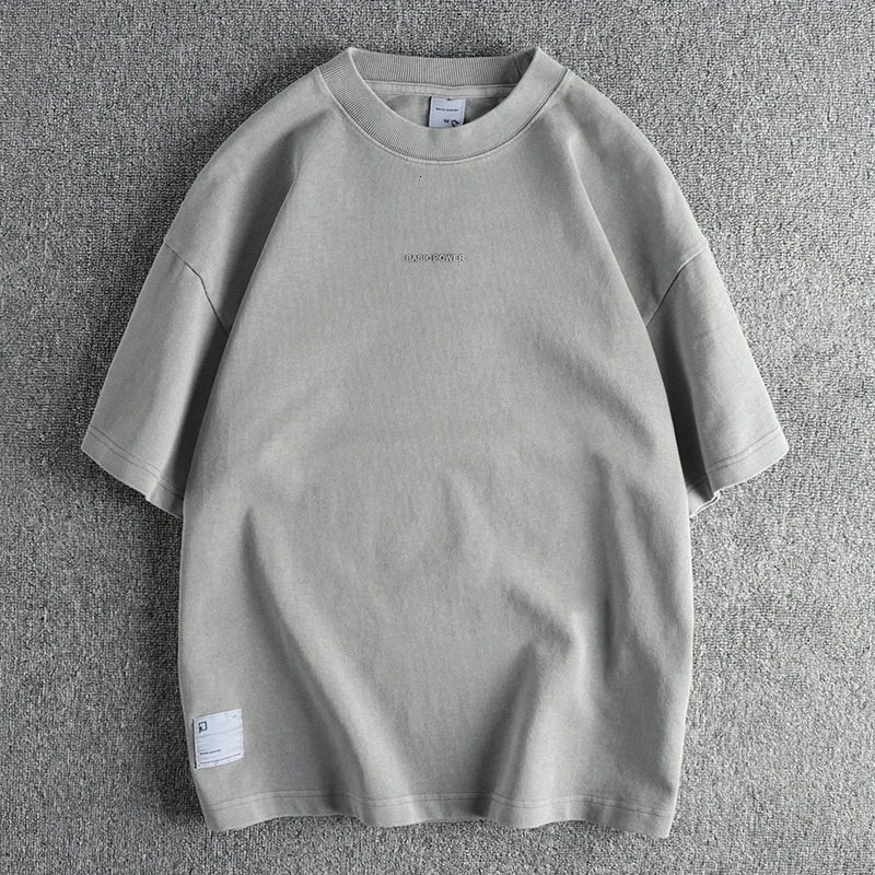 12 Colors 300Gsm Heavy Brushed Washed 100% Cotton Mens T Shirts Solid Summer Short Sleeve Casual Loose Tees for Youth Male Tops 241108