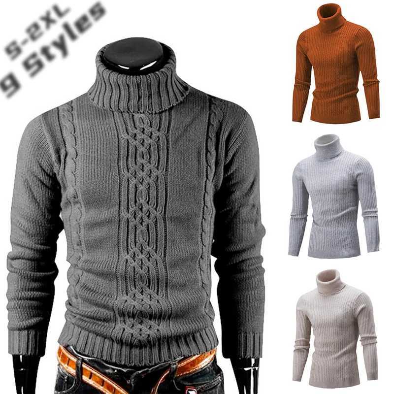 Autumn and Winter Mens Warm Sweater Long Sleeve Turtleneck Sweater Retro Knitted Sweater Pullover Sweater LX241109
