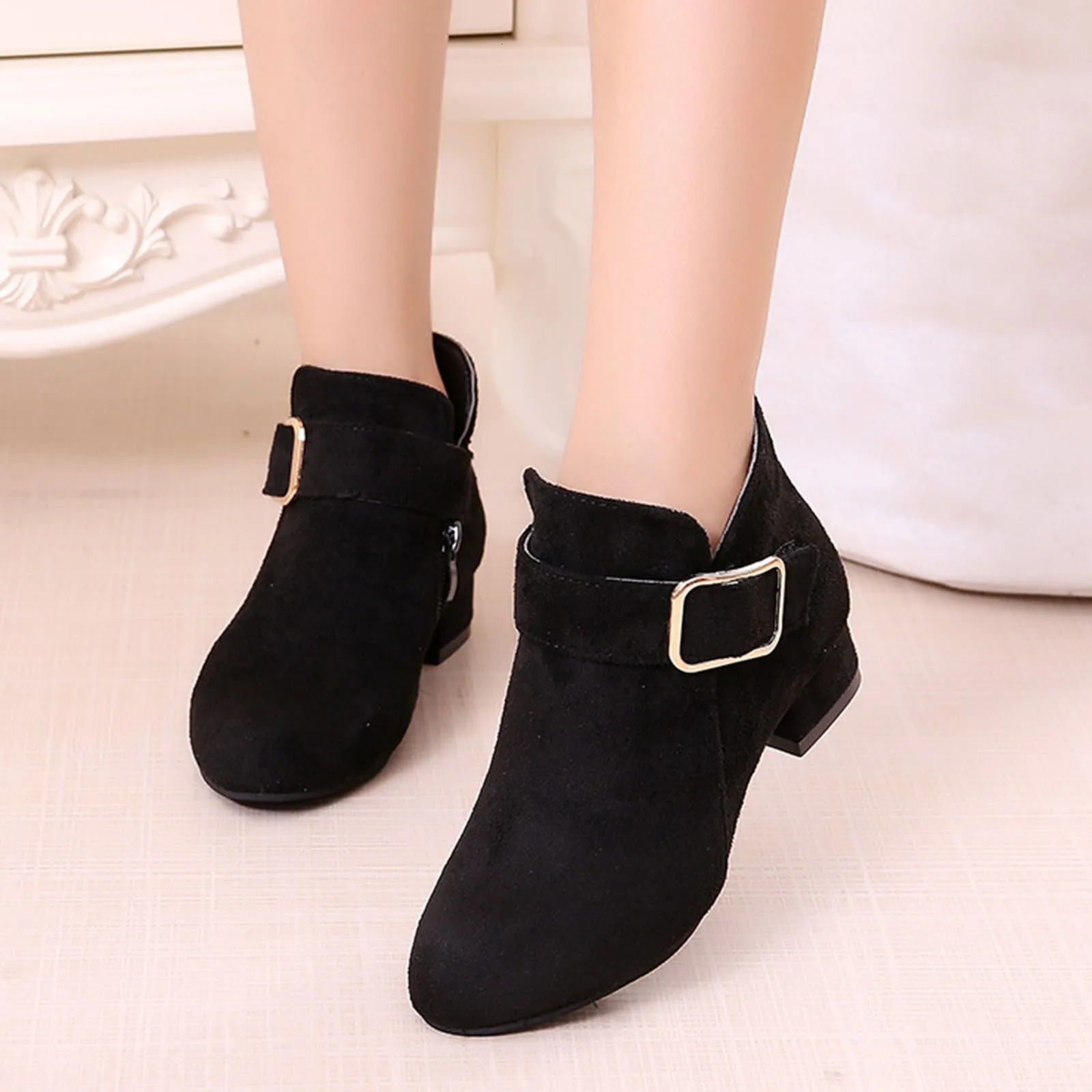 Chaussures pour filles hautes bottes princesse Chaussures de Noël Décoration de boucle à la mode hiver
