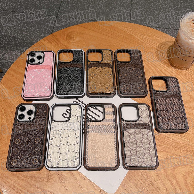 Étuis de téléphone portable Designer porte-cartes portefeuille pour Apple iPhone 15 14 13 12 11 Pro Max XR XS 7 8 Plus coques arrière