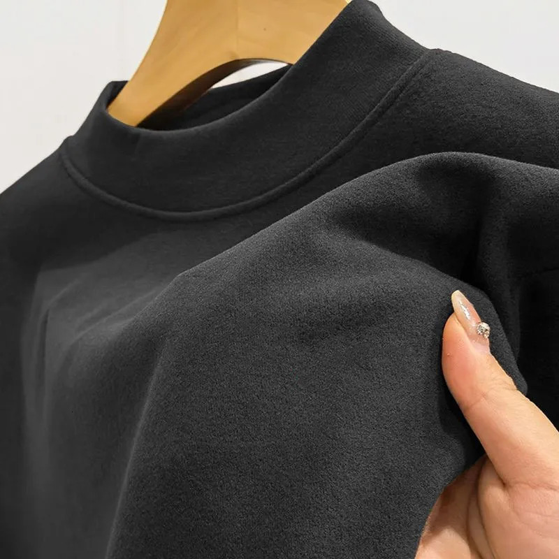Autumn and Winter Halfhigh Neck Warm Padded Bottoming Cotton Sweater Thermal Underwear Mens Longsleeved 241107Z
