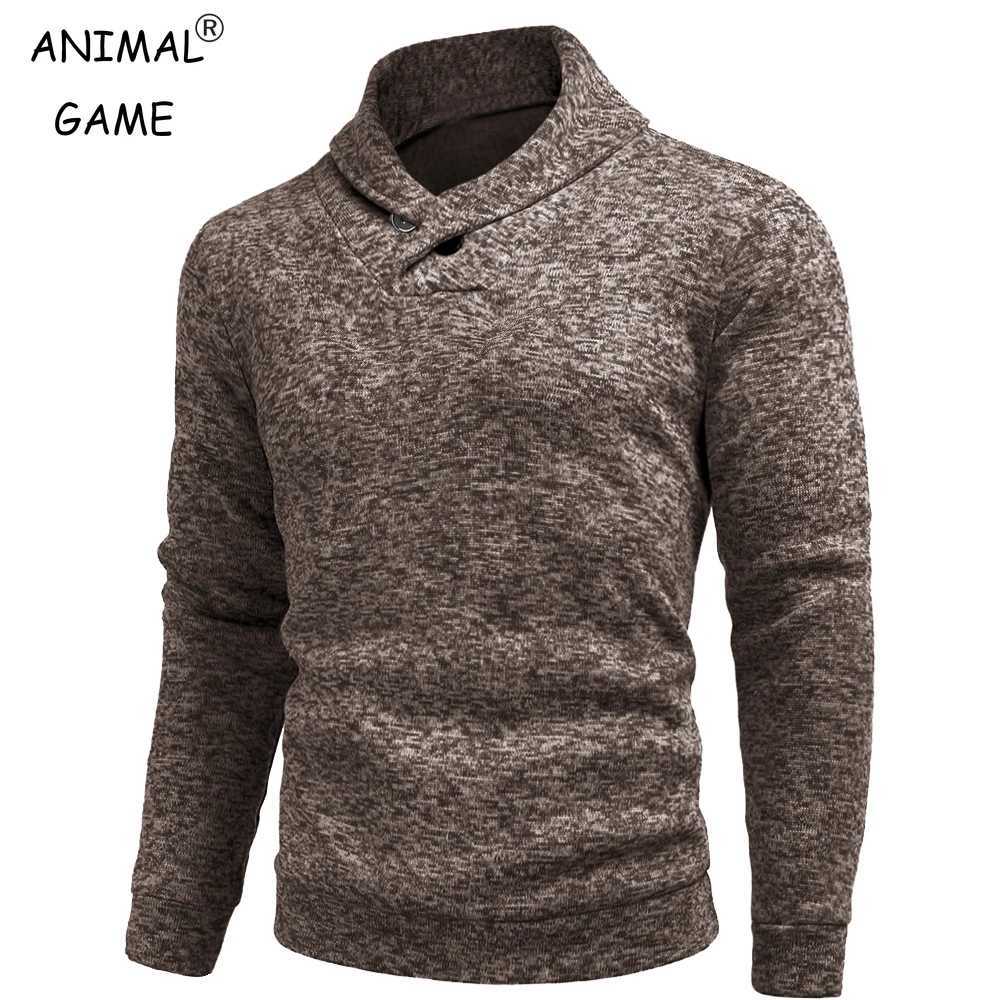 Autumn Long Sleeve Turtleneck Sweatshirts Button Solid Color Pullover Men Winer Breathable Sweaters Lapel Oversize Sweater LX241109