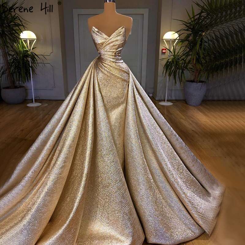 Sirène sexy champagne sans manches robes de soirée 2024 hors épaule simple robe formelle design serene hill la70626 personnalisé