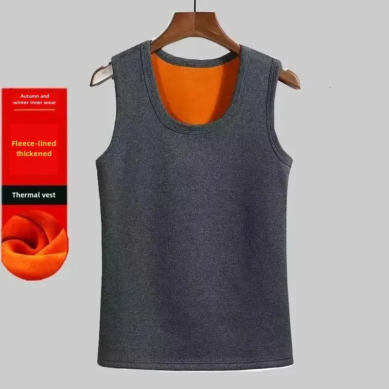 Mens Thermal Fleece Lined Thickened Autumn Winter Slim Fit Base Tank Top Gold Underwear Casual Comfortable Vest 241107Z