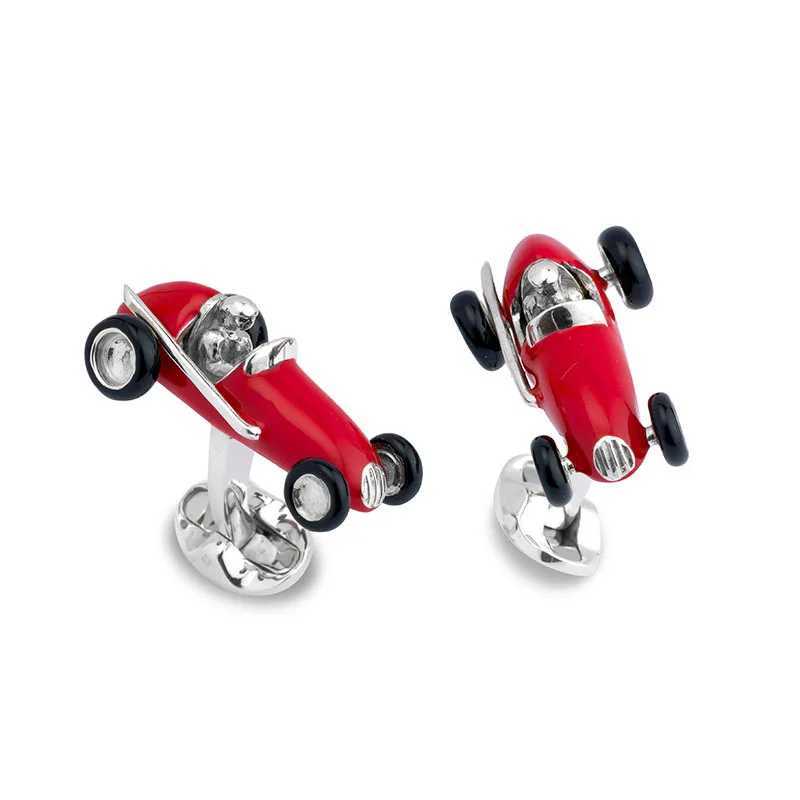 Mens retro car cufflinks made of high-quality brass material with red car design. Wholesale and retail of cufflinks W241109