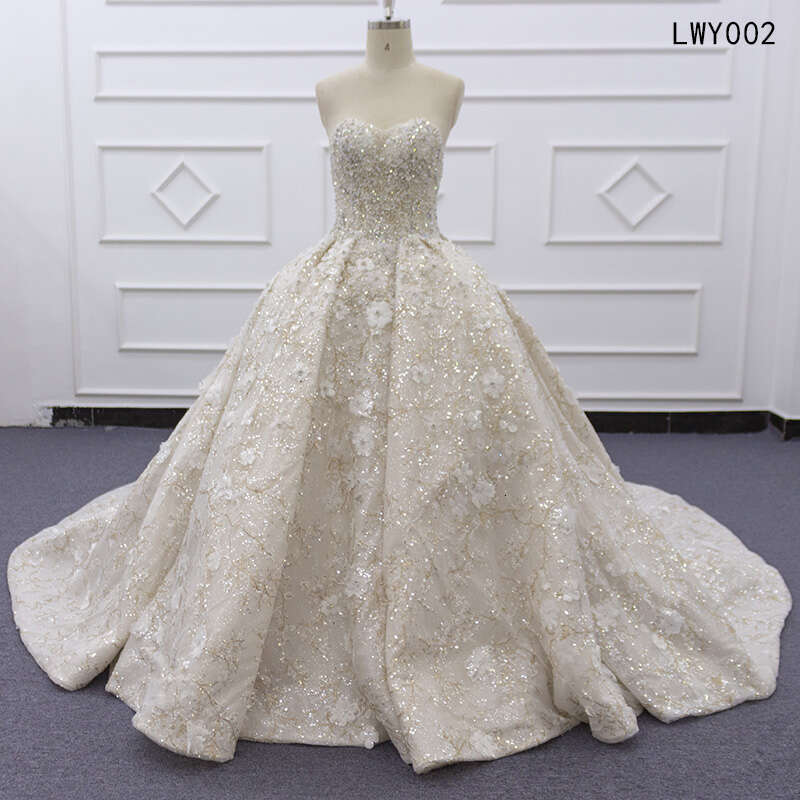 Hung 2021 Molanda High Quality Custom Made Bridal Dress Sweetheart Ball Gown Beading Sequined Pearls Draped Buttons Lwy002