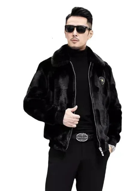 Winter mens fur leather jacket high-quality ink mink fur mink fur Haining fur thick leather jacket size 4XL 241108