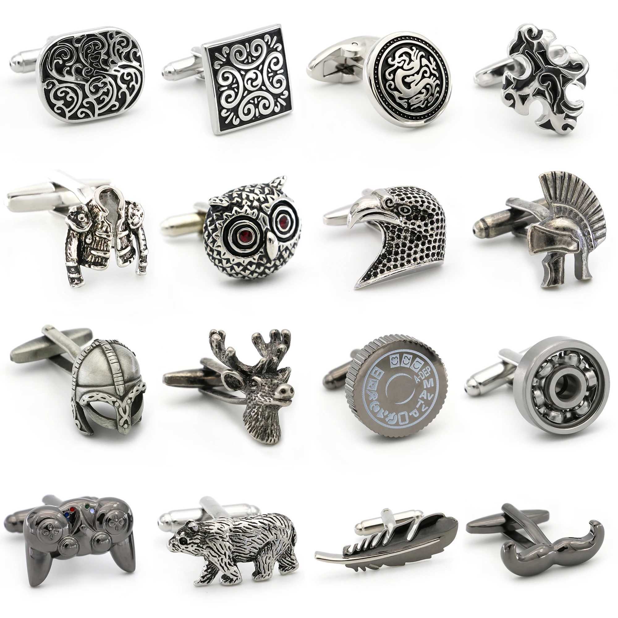 Mens black cufflinks made of high-quality brass material with various retro design cufflinks wholesale and retail W241109