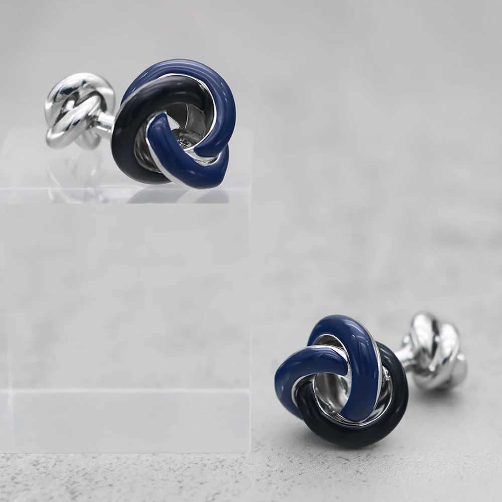 Factory supplies metal knot cufflinks blue knot design hot selling copper material cufflinks wholesale and retail W241109
