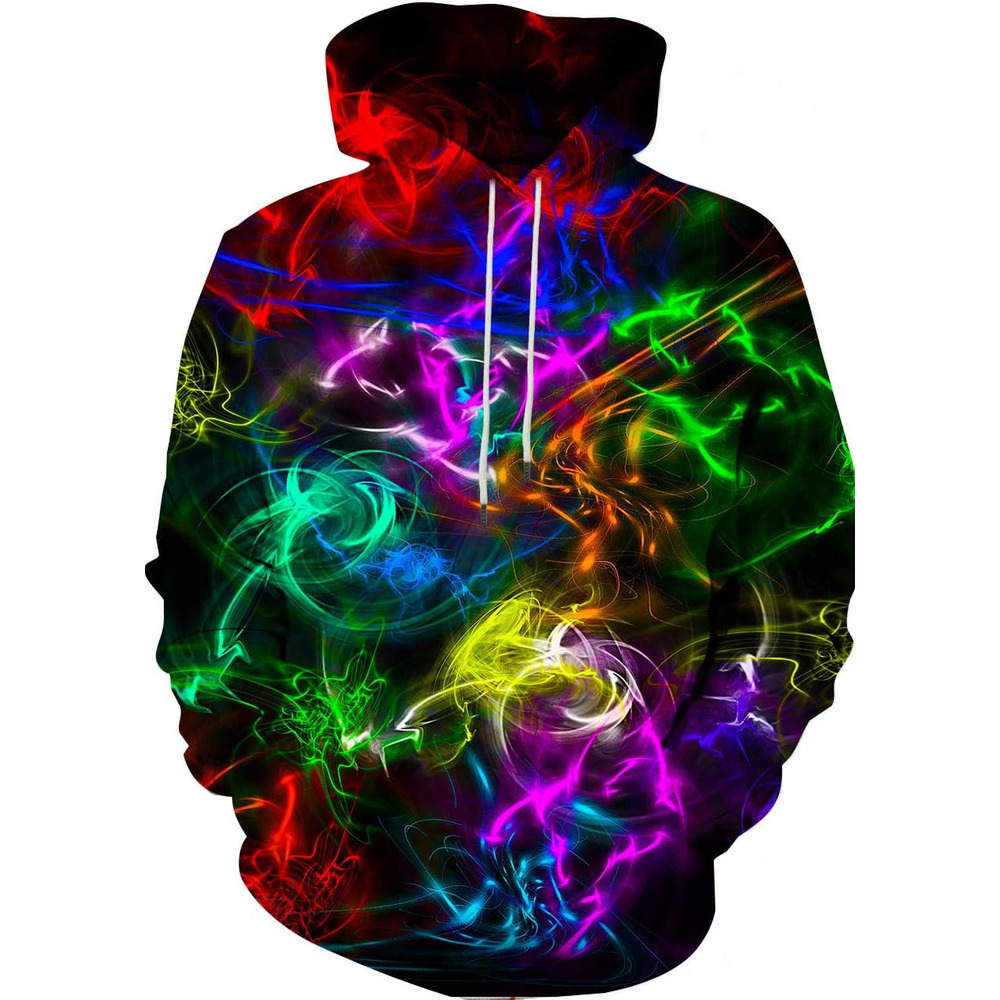 Hoodie for Mens Womens Unisex Graphic Print Hoodies 3D Colorful Novelty Design Long Sleeve Sweaters with Pocket Graphic Colorful cool