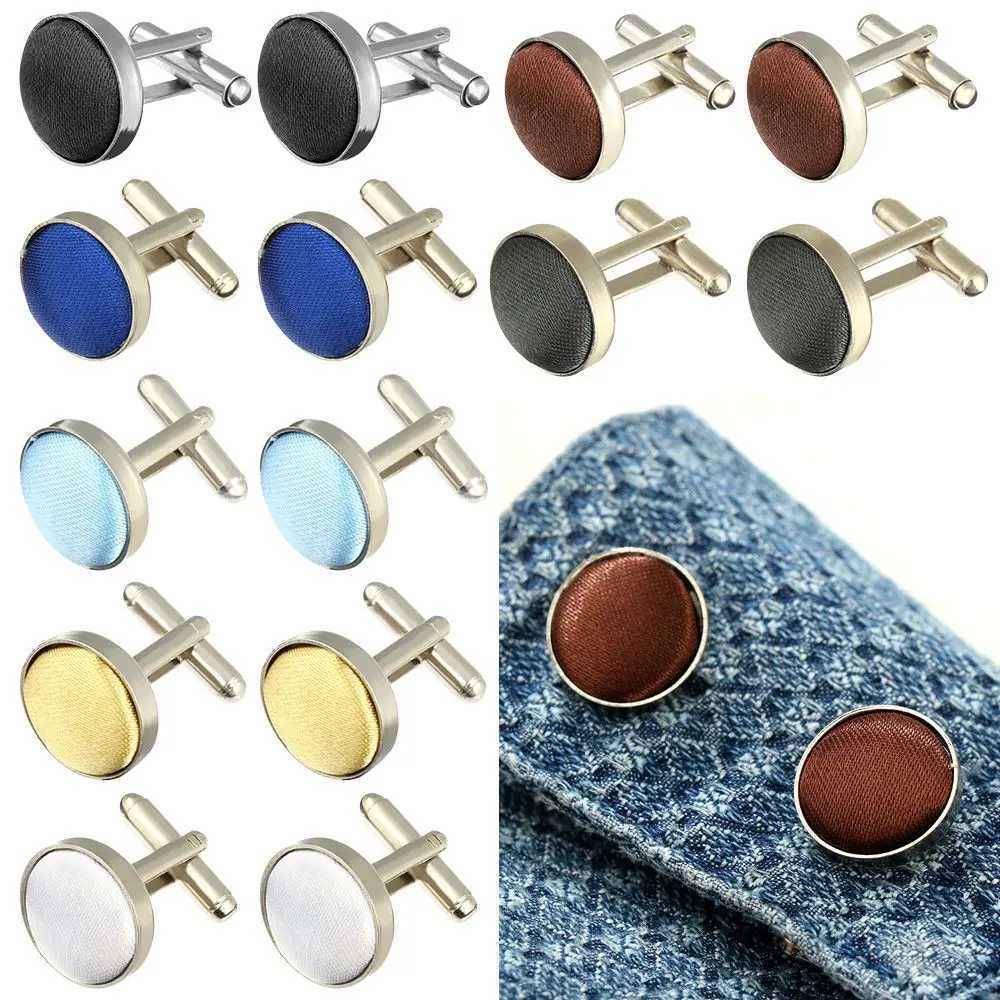 High quality mens cufflinks clip fashionable colored fabric shirt cufflinks round buttons commercial ordinary wedding party accessories W241109