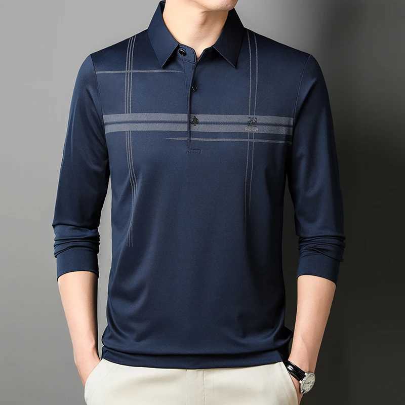New Winter Mens Warm and Comfortable Long Sleeve Casual Shirt Business Stripe Printed Mens Top LX241109