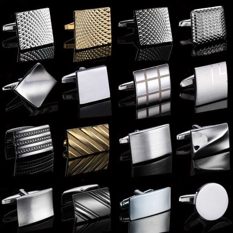 High quality hand polished laser metal cufflinks in gold silver black smooth textured cuffs French mens cufflinks W241109