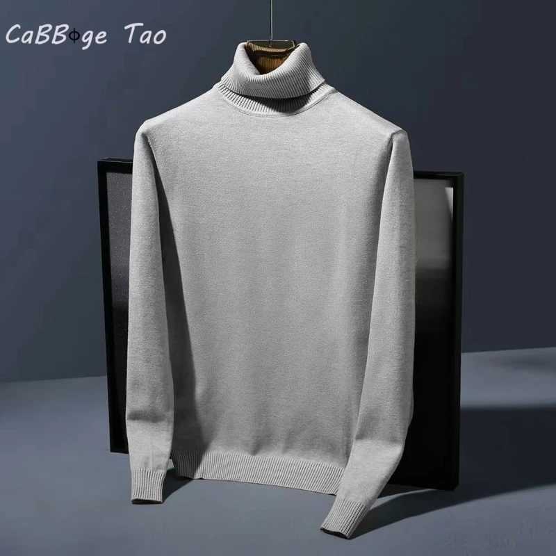 Winter New Mens High Neck Long Sleeved High Neck Shirt Lightweight and Warm Pullover Sweater Solid Color Sweater Mens Warm Top LX241109