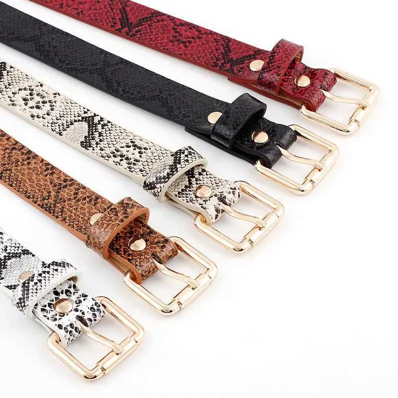 105x2.3cm high-quality womens retro Pu leather snake skin texture waist belt warm jeans dress paired with thin belt X241109
