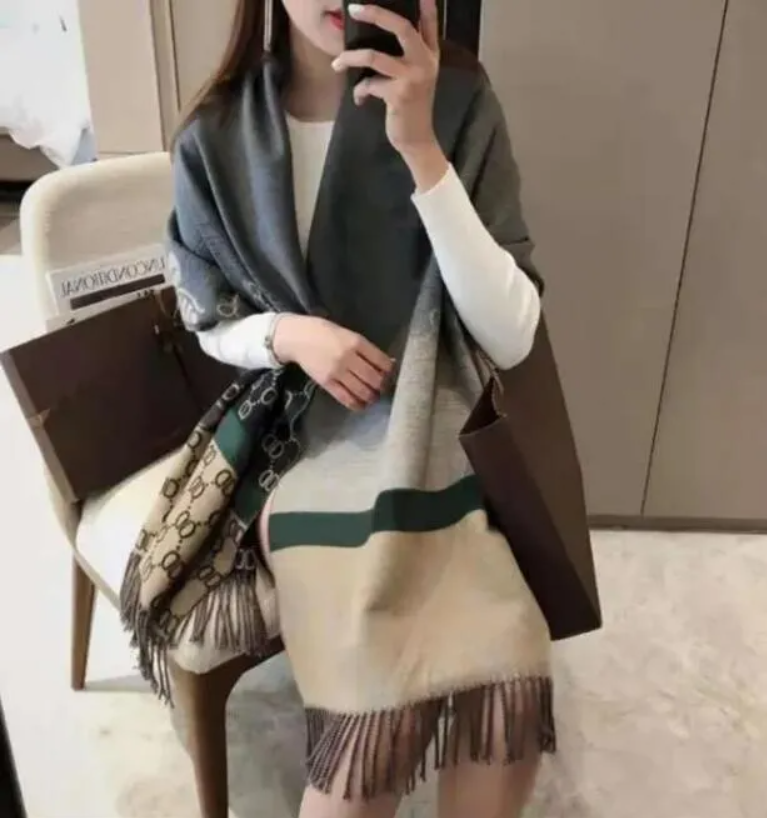 Stylish Women Cashmere Designer Scarf Full Letter Printed Scarves Soft Touch Warm Wraps With Tags Autumn Winter Long Shawls-image-890156938