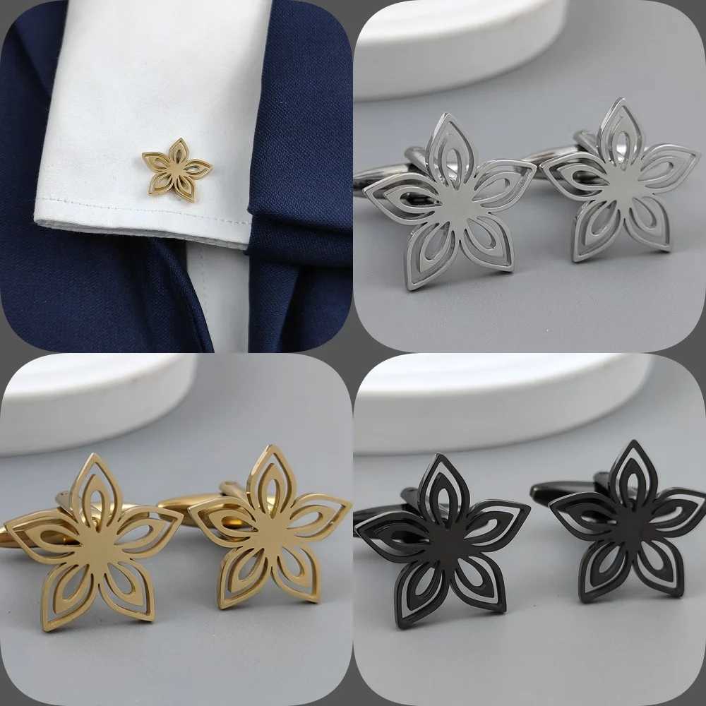 Creative five leaf clover mens cufflink shirt fashionable matching stainless steel high-quality birthday gift formal clothing W241109