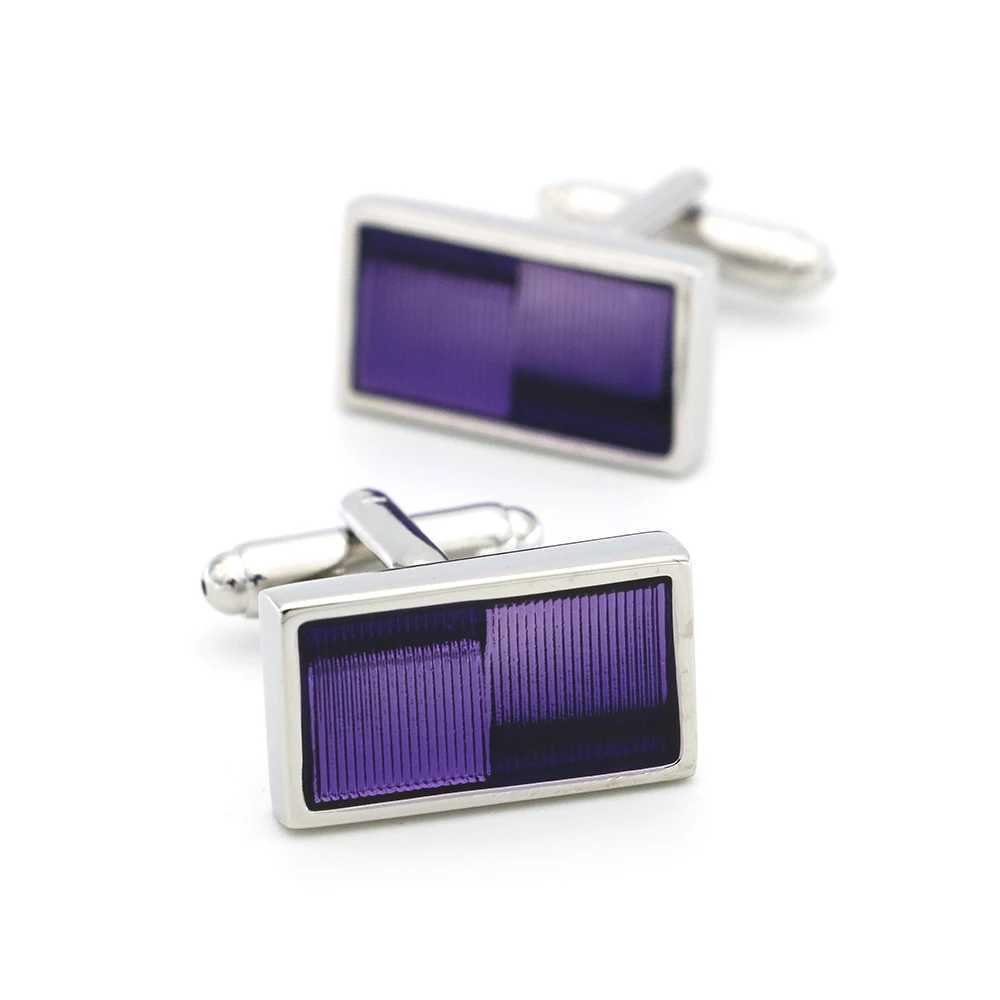 Mens enamel cufflinks high-quality brass material purple fashionable rectangular business cufflinks wholesale and retail W241109