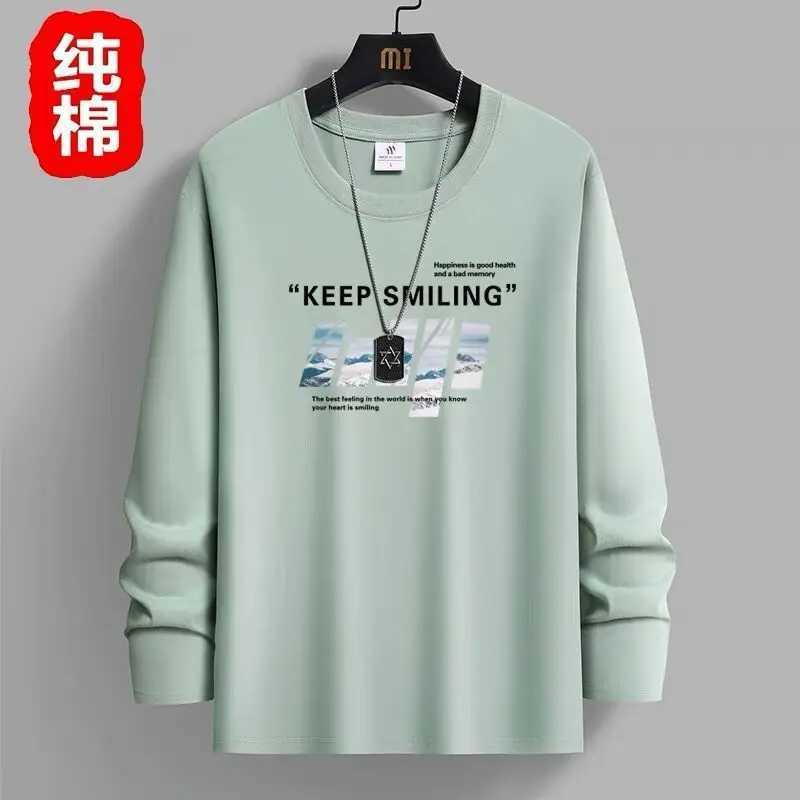 2024 Spring Autumn Mens Casual Tops TEES Loose Korean Style White Graphic Long Sleeve T-Shirts Teenagers Autumn Printed Clothes LX241109