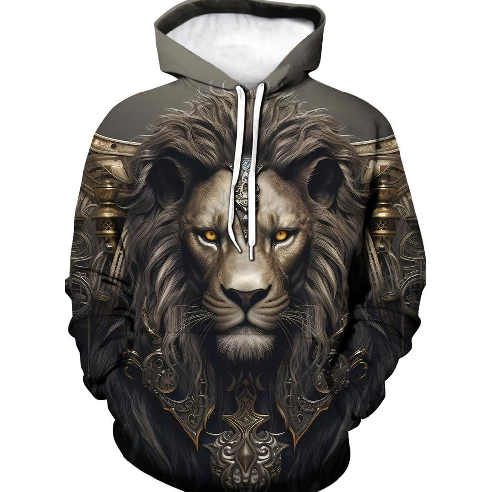 Sweat à capuche pour hommes Hoodies à swets à capuche Wild Lion Retro 3D White Lion Graphie Sweat-shirt Cool Lion