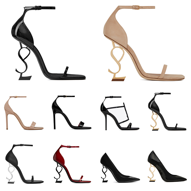 Avec une boîte Femmes Luxury Robes Chaussures Designer High Heels Patent Cuir Gol Tone triple noir Nuede Red Womens Lady Heel Fashion Sandals Par