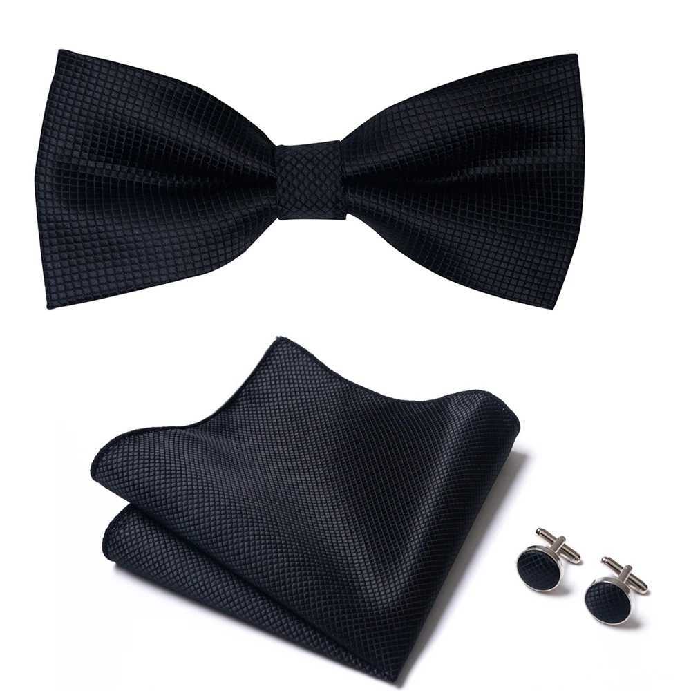 2023 New Design Jacquard Holiday Butterfly Bow Tie Pocket Squares Set Bowtie Handkerchief Cufflink Men Shirt AccoriesX241109