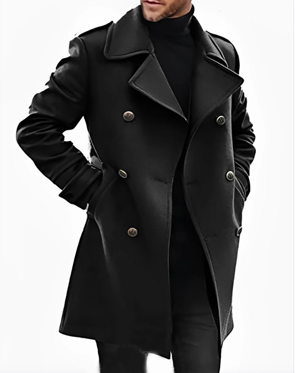2024 mens upgraded woolen coat for autumn and winter warmth thickened windbreaker 241108