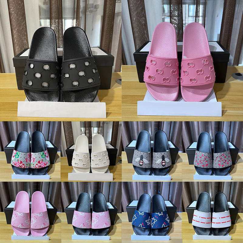 Fashion Famous Designer Sandals Womens Floral Animal Prints Mens Luxury Leather Slippers Red Blue Pink Black Flat Mules Cloud Bottoms Slides Beach S