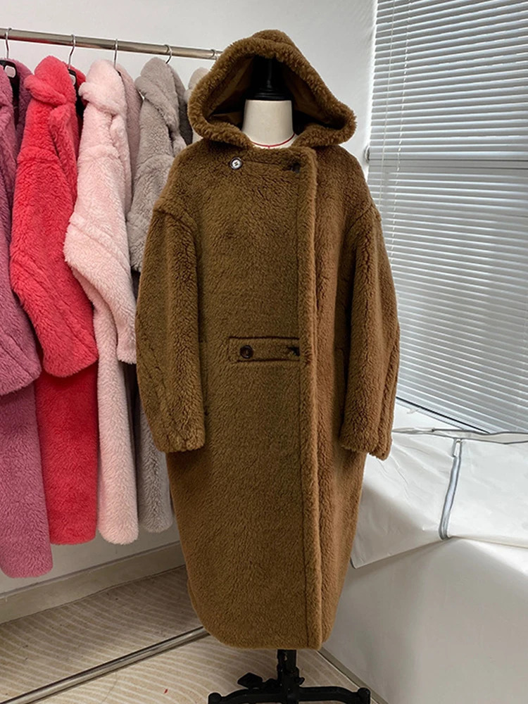 Vêtements d'hiver pour femmes en peluche en peluche avec manteau de fourrure artificielle en velours à sweat à sweat long veste chaude pour femme