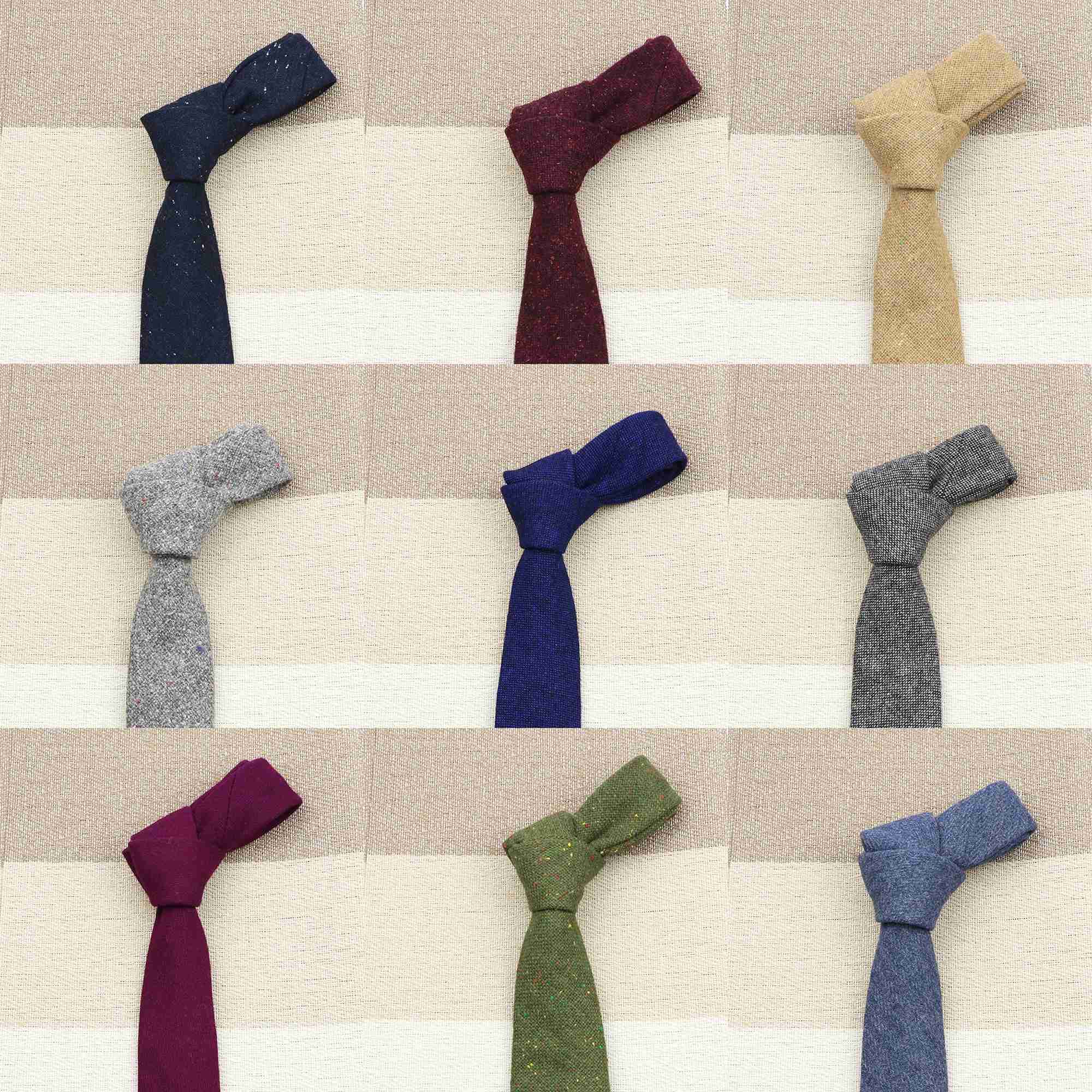 High Quality 100% Wool Tie Slim Solid Red Yellow Blue Ties Handmade Casual Fashion Men Woven Skinny Necktie For Wedding PartyX241109