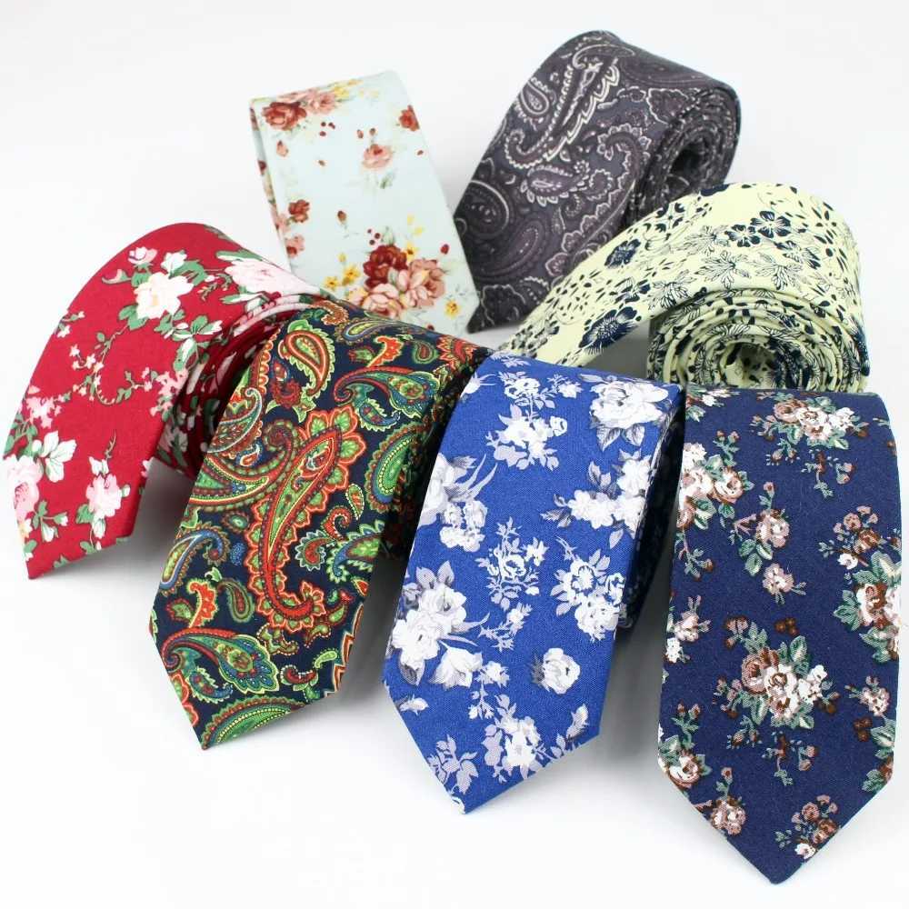 Tie Classic Mens Plaid Necktie Casual Sweet Flower Paisley Suit Bowknots Ties Male Cotton Skinny Slim Ties Colourful CravatX241109