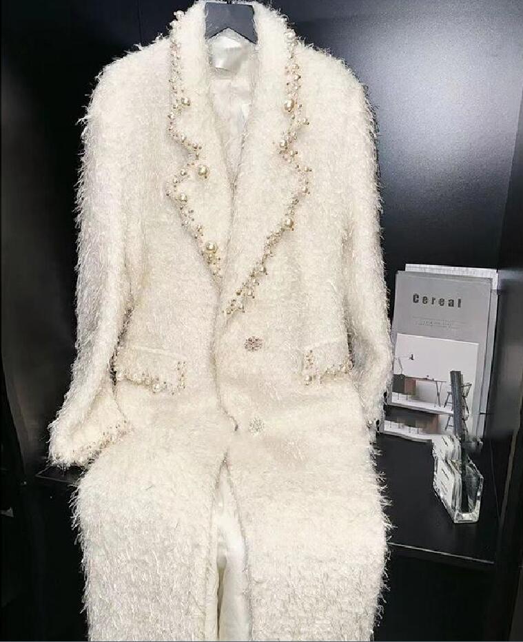 2024 high-end temperament, socialite style, medium length, thick coat, light luxury, small fragrance style, c wool woolen coat for women