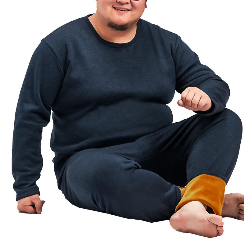 Plus size Winter men Thick Fleece long johns warm thermal underwear 7XL 8XL 9XL Big loose elasticity homewear nightwear 50 241107Z