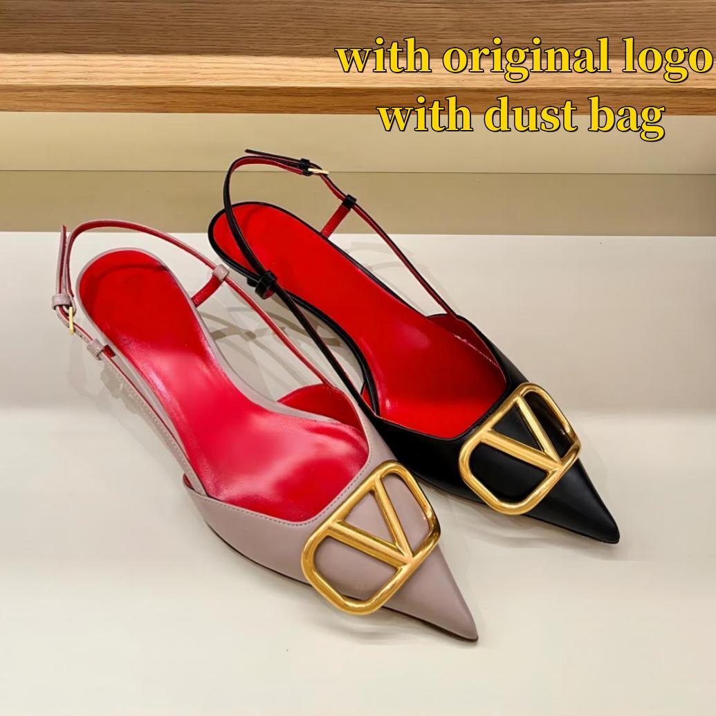 Brand Designer Shoes Women Slingback Heels Pumps Sexy Pointed Toe Stiletto Evening Party Shoes for Women Zapatos De Mujer