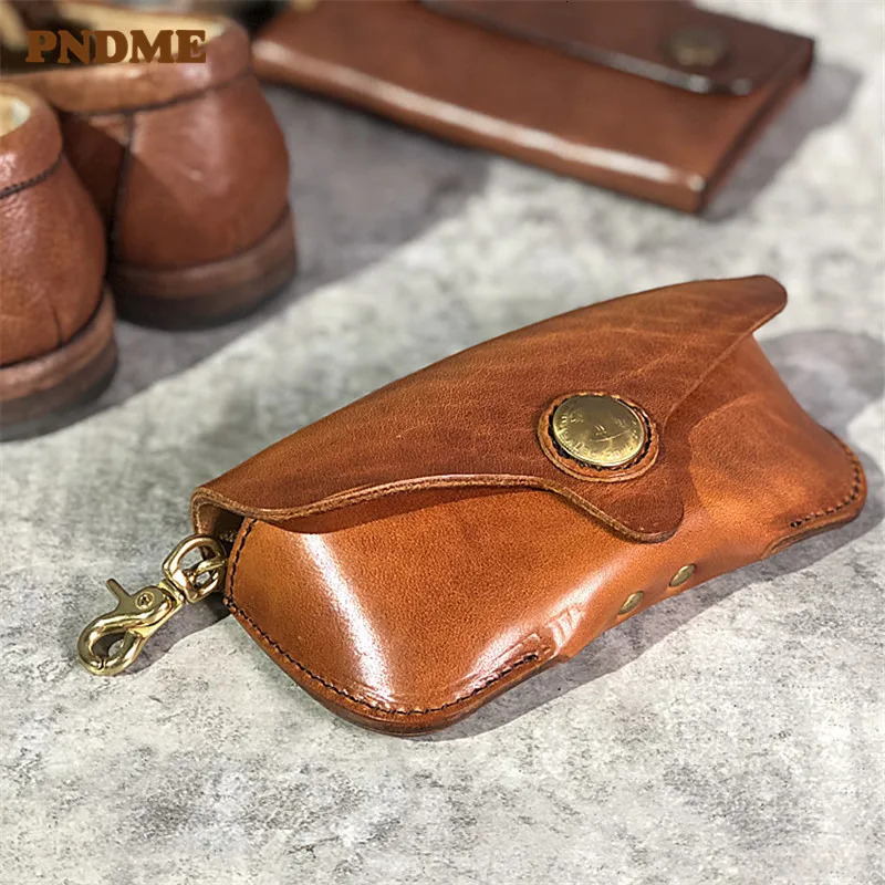 Handmade one layer cowhide retro glasses case fashionable er leather mens sunglasses protective case 241108