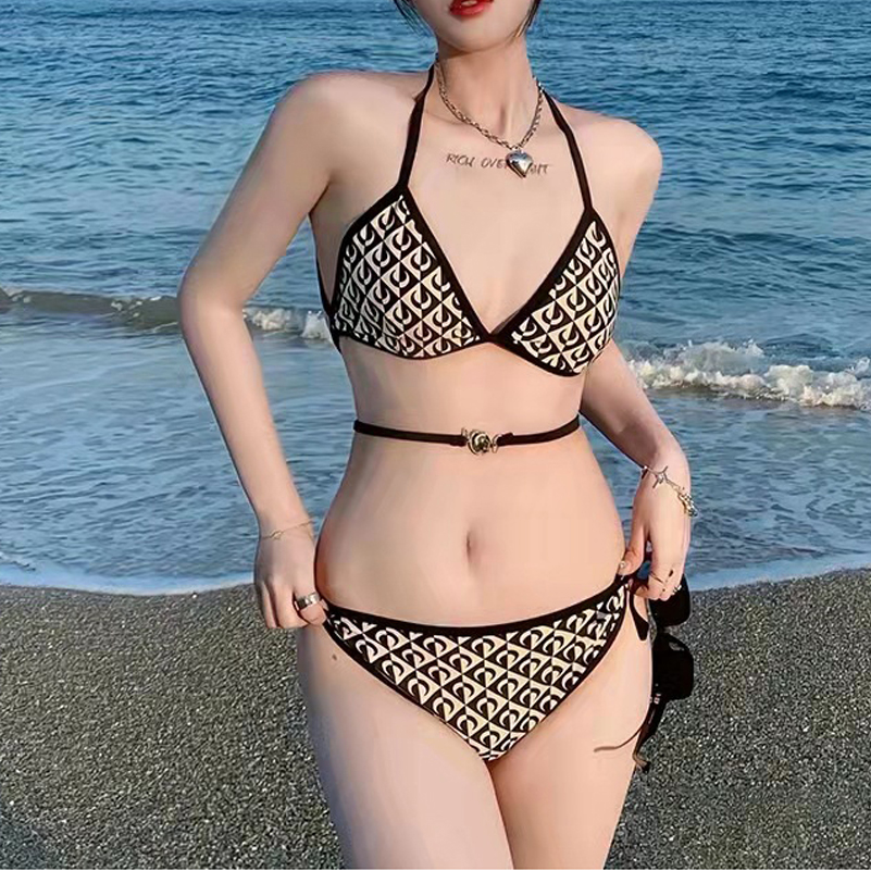 bikini designer swimwear bathing suits for women bikinis Bikini set Polyester Floral High Waist Sports Sashes Scrunch Halter Low back Sexy underw-image-962407209