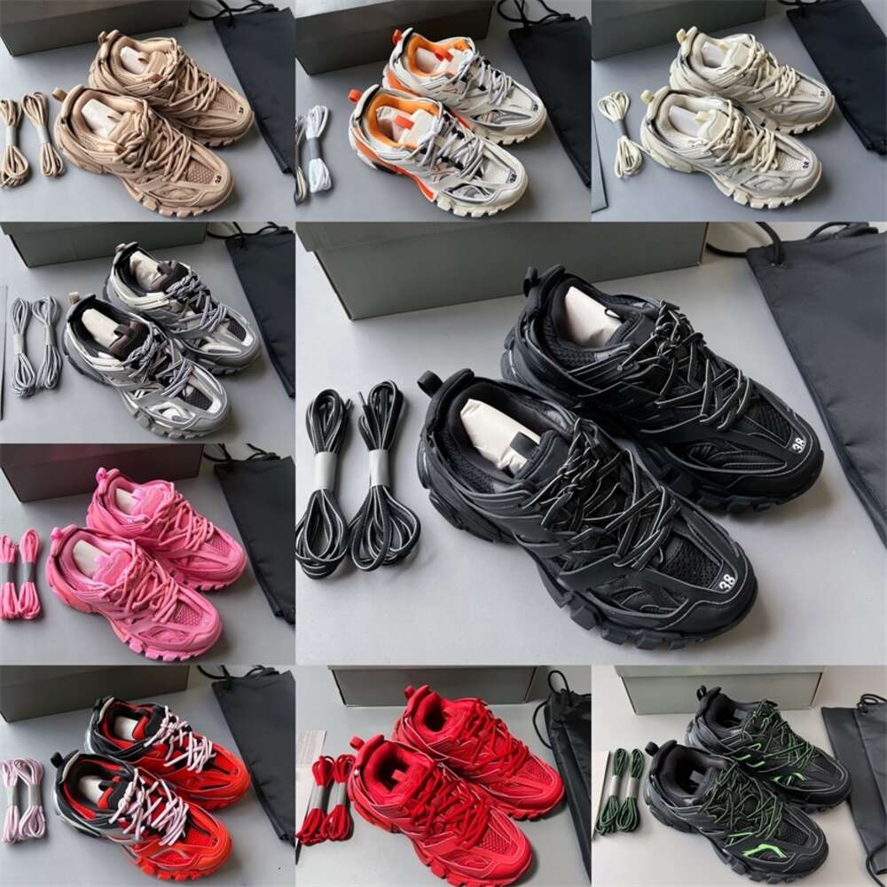 Factory Direct Sale Top Paris Track 3 Shoes Cushioned Running Shoes Mens White Black Designer Shoes Mens and Womens Fade Black Womens Sneakers-image-962691000