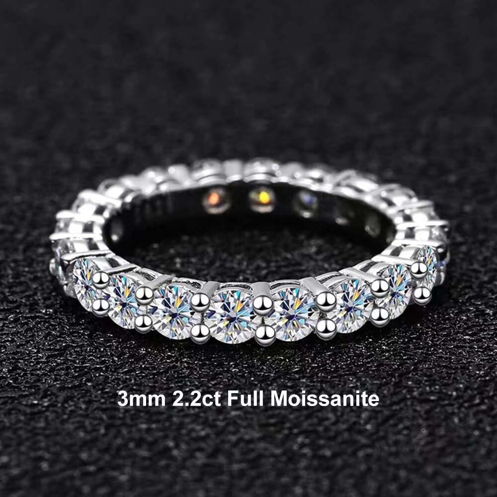 Designer jewelry 18K Gold 2.2CT 3MM Moissanite Full Diamond Engagement Ring for Women Band S925 sterling silver Wedding Diamond Rings Fine Jewelr