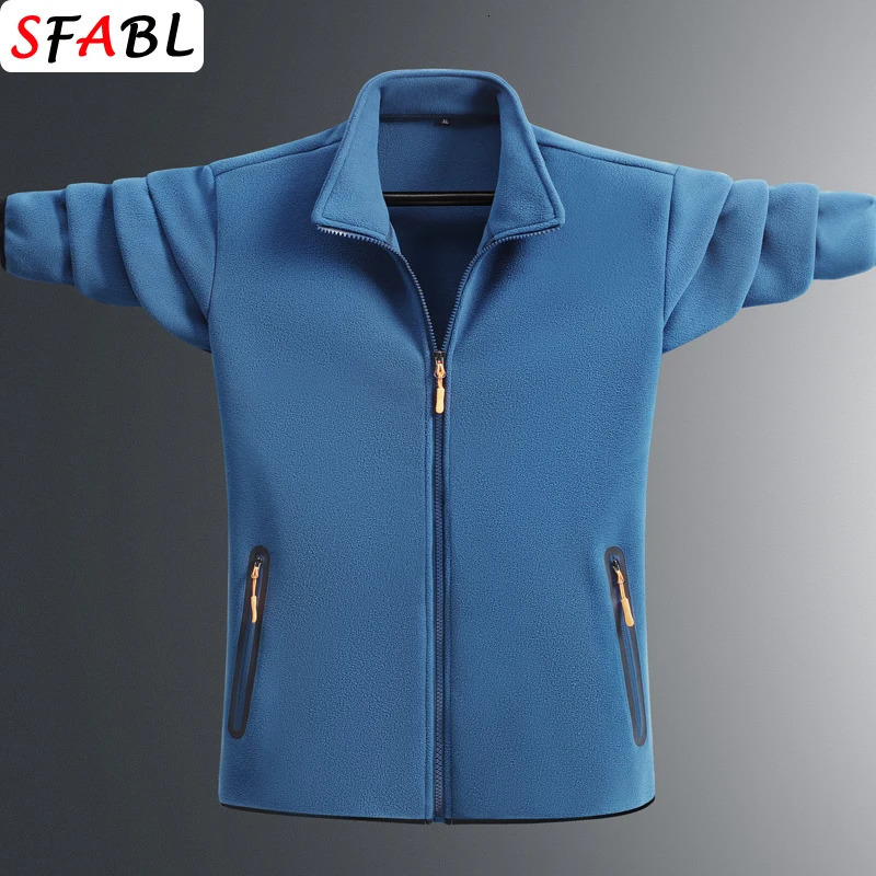 8XL Autumn Soft Mens Fleece Jacket Coat Men Windbreak Thick Warm Winter Sports Top Work Coats Male Outerwear 241108