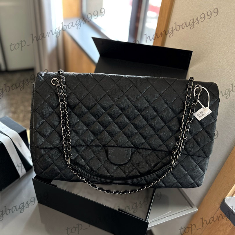 Ladies Designer Black Caviar Letaher Calfskin Velvet Maxi Airport XXL Shoulder Bags Large Capacity Classic Flap Quilted Purse Outdoor Holiday Tra-image-962755369