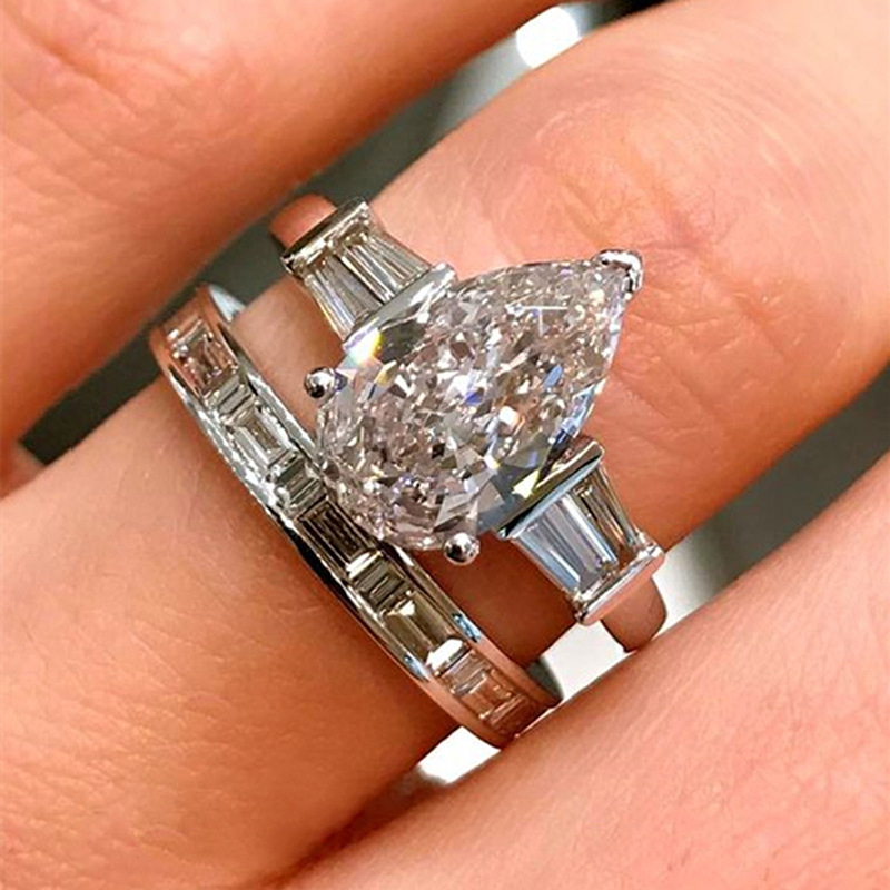 Choucong 2024 Top Sell Luxury Jewelry 925 Sterling Silver Fill Water Drop 5A Cubic Zircon CZ Diamond Gemstones Party Eternity Women Couple Bridal
