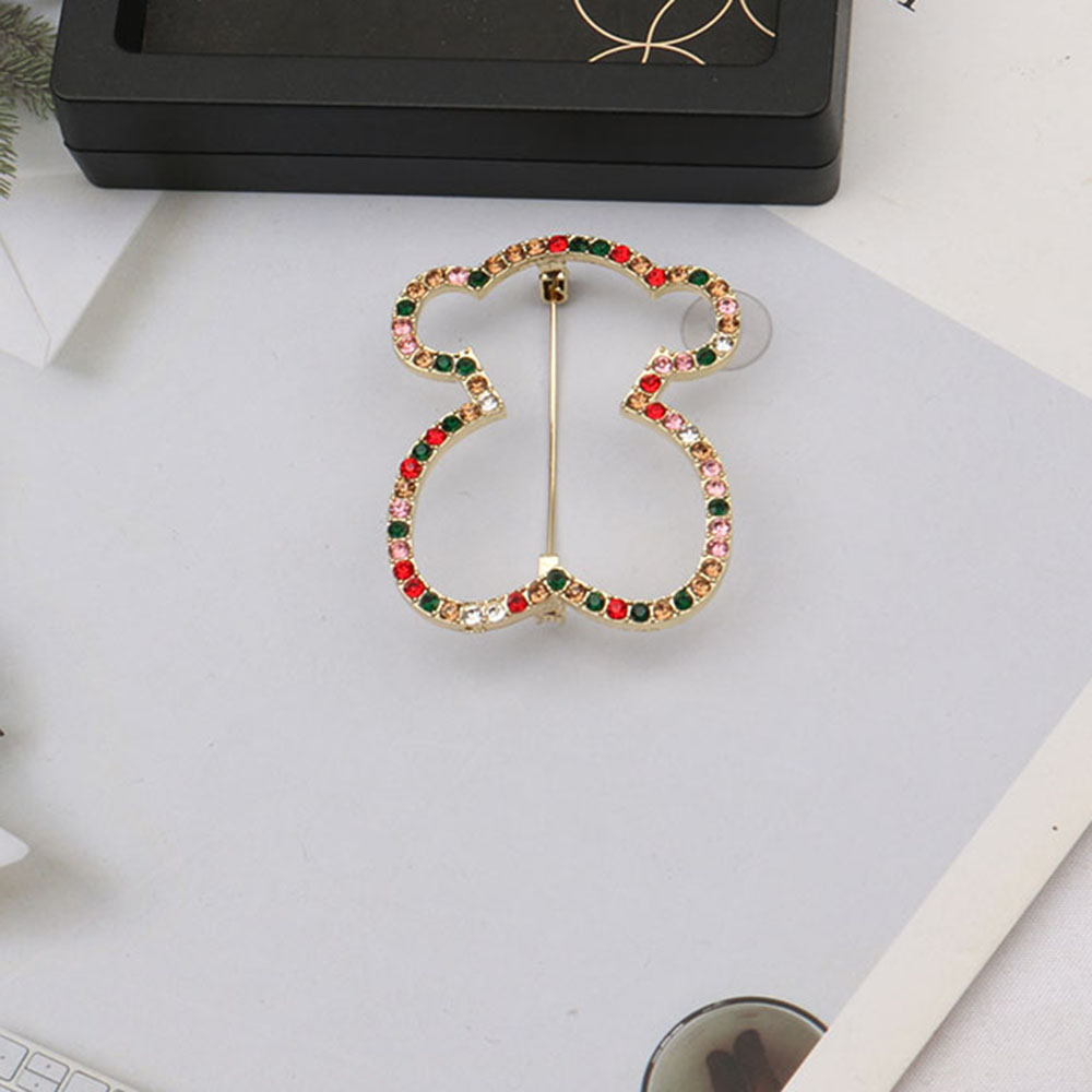 Luxury Brooches Mens Womens Geometry Small BearColorful Crystal Pearl Brooche Sweater Coat Button Suit Brought Pin Clothing Jewelry Accessories