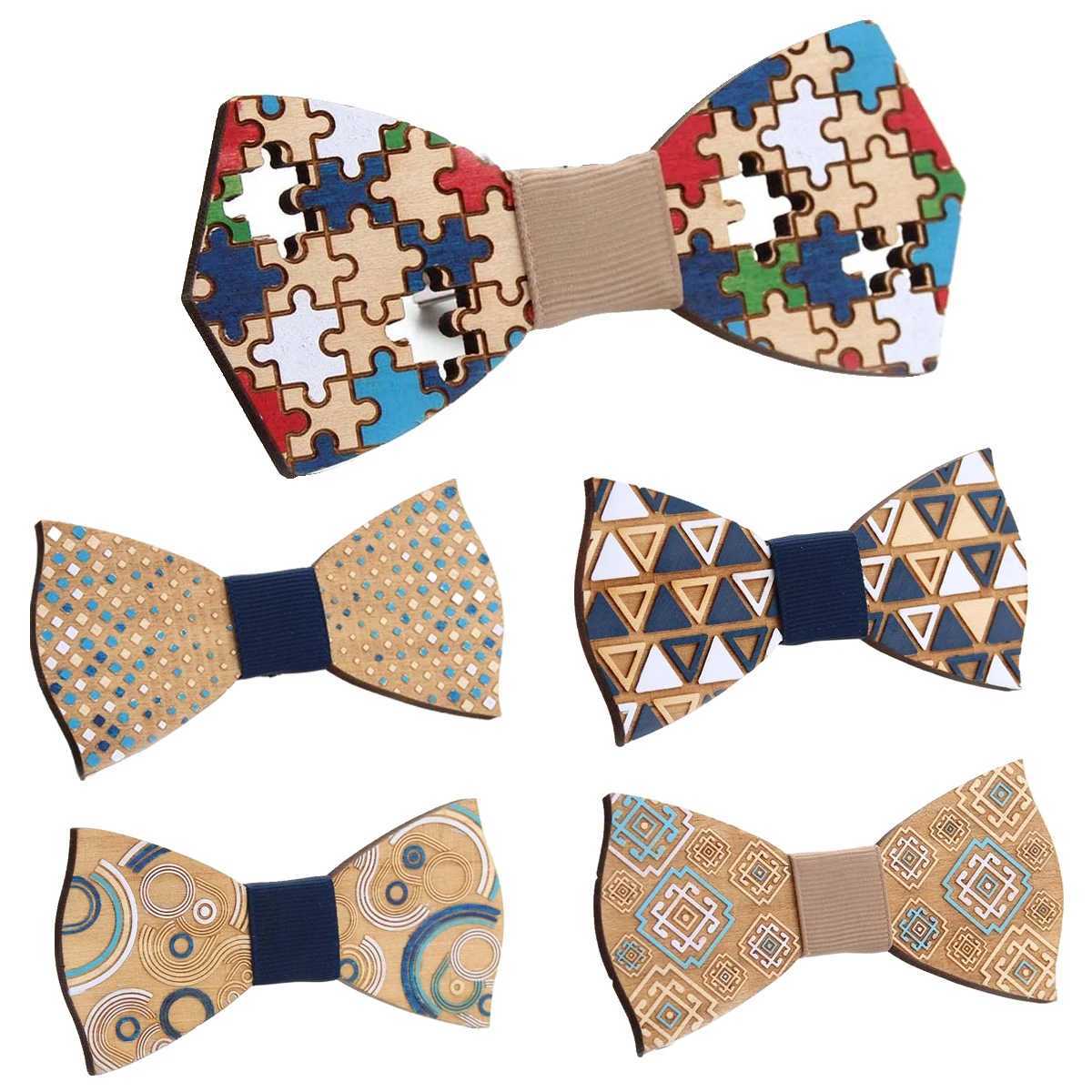 Elegant Wooden Bow Ties For Men Shirts Accories Womens Fashion Wood Ties Korean Style Bowties Man Neck Tie Gifts Boys BowtieX241109