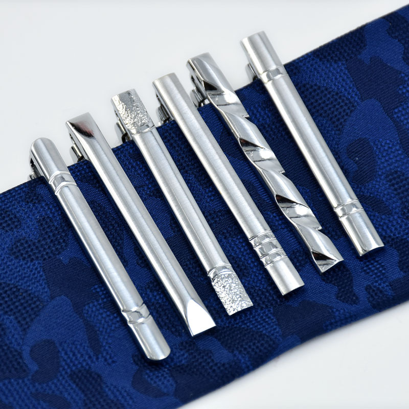 Men's tie clip high quality polished business dress professional silver simple factory wholesale copper tie clip