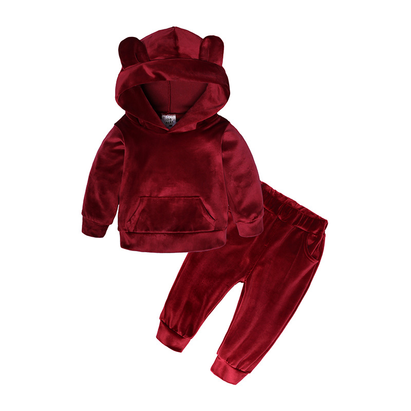 2pcs bébé vêtements d'hiver Set Toddler Tracksuits pour enfants vêtements pour enfants pour garçons filles dessin animé en velours pantalon
