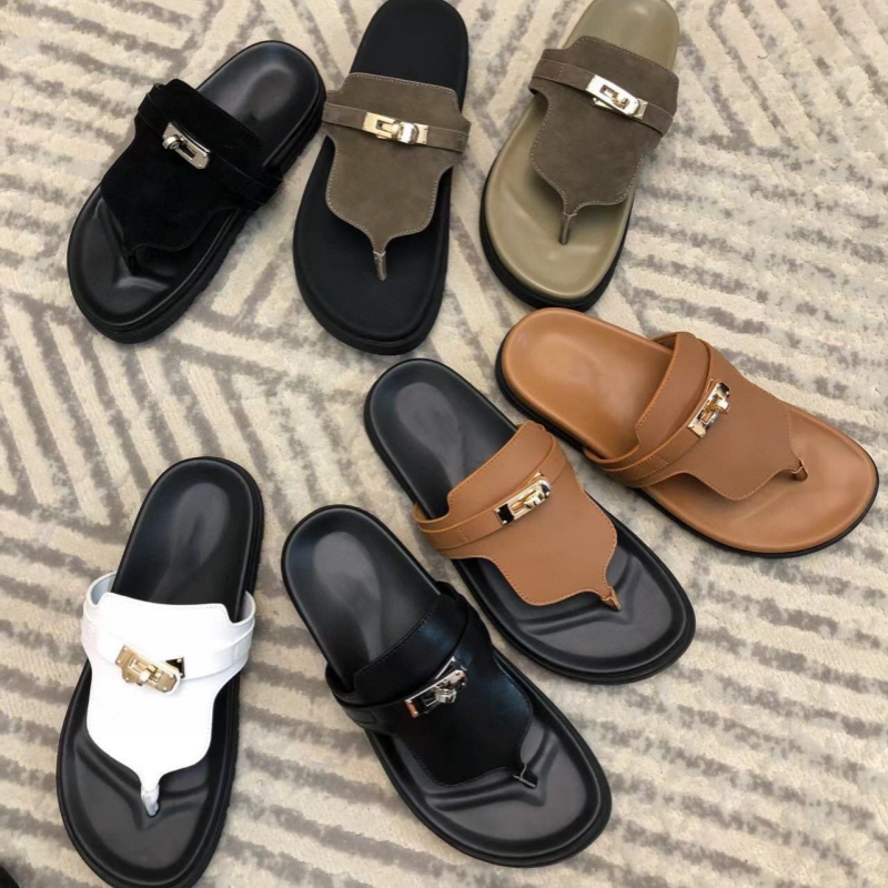 Brand Designer Top quality Slippers Women's New Fashion Styles High quality Summer Shoes Flat Sandals Genuine Leather Woman Flip Flops Vacat-image-962251016