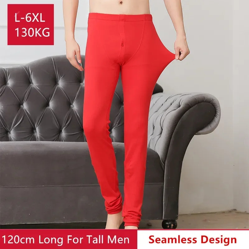 Long Johns 120CM Plus Size 4XL 5XL 6XL 130KG Mens Winter Thermal Underwear Autumn Legging Homme Elastic Male Render Pants 241107Z